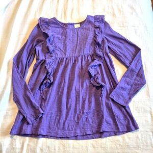 Hanna Andersson girls size 150 or 12 purple long sleeve shirt with ruffle VGUC